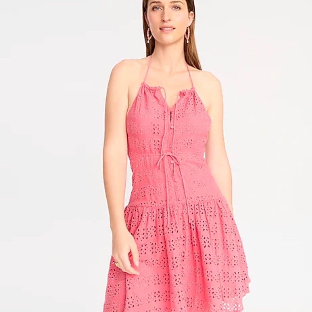 J Crew Anguilla halter eyelet dress. Pink. NWT. Various 16, 18, 20, 22, 24